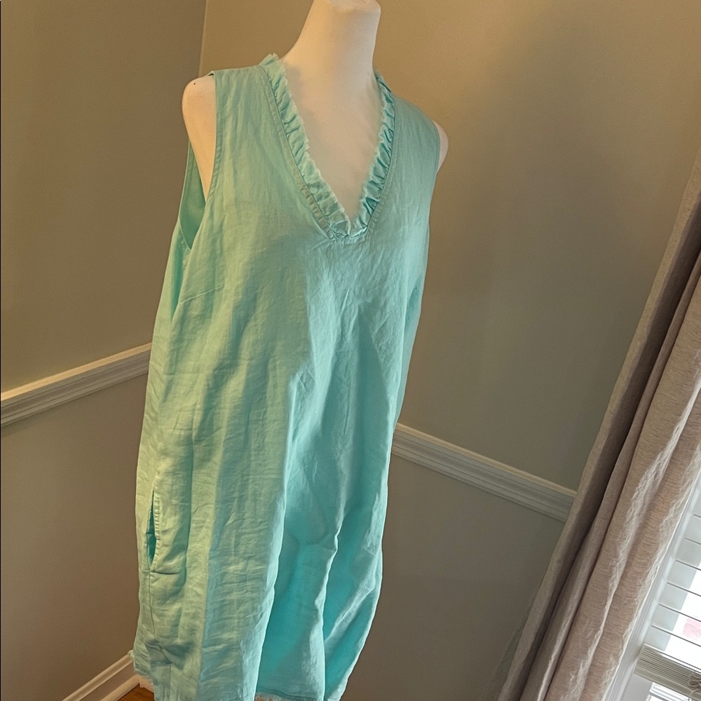 Tommy Bahama Aqua Ruffle Trim Sleeveless Tunic
